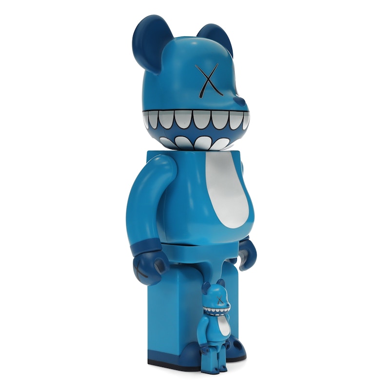 Bearbrick x a-nation KAWS Chompers 100% & 400% Set Blue