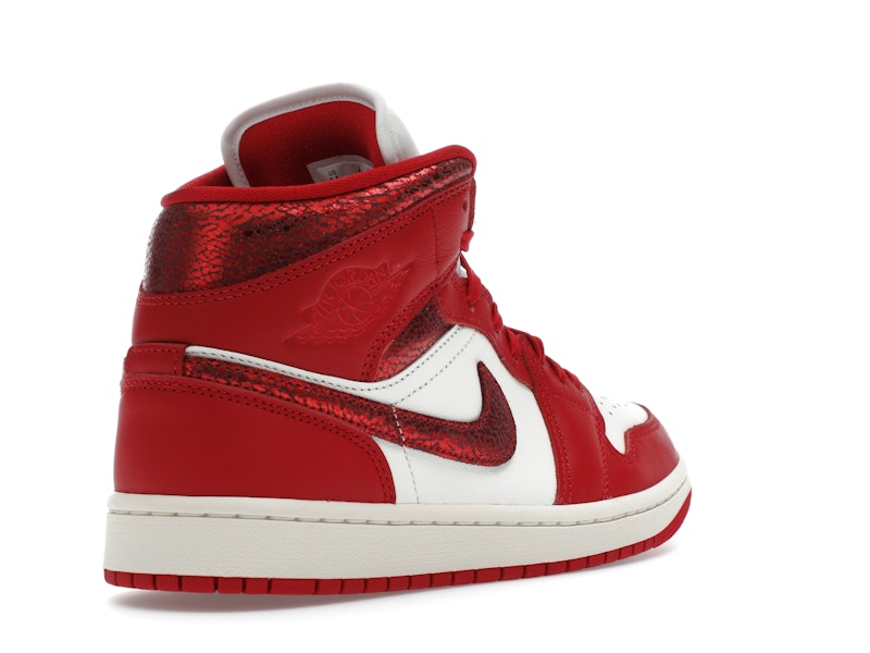 Jordan 1 Mid SE Red Cracked Leather (Women's)
