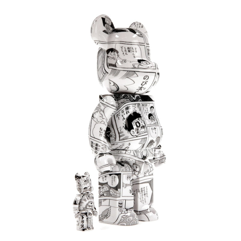 Bearbrick Doraemon (Comic Ver.) 100% & 400% Set Black & White