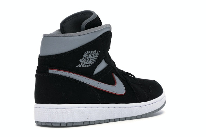Jordan 1 Mid Black Particle Grey Gym Red