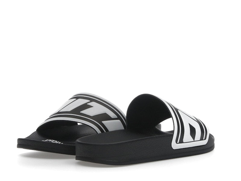 OFF-WHITE Embossed Logo Pool Slides Black White (Women's)