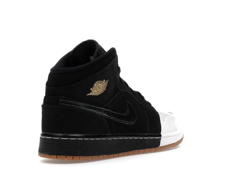 Jordan 1 Mid Black White Gold (GS)