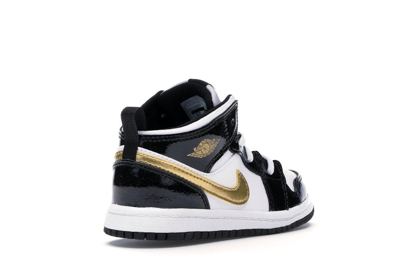 Jordan 1 Mid Patent Black White Gold (TD)