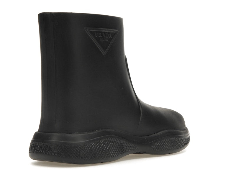 Prada Pull-On Rain Booties Black Rubber