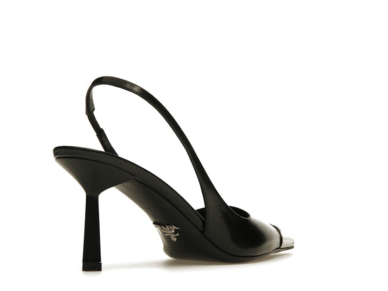 Prada 75mm Slingback Pump Black Leather