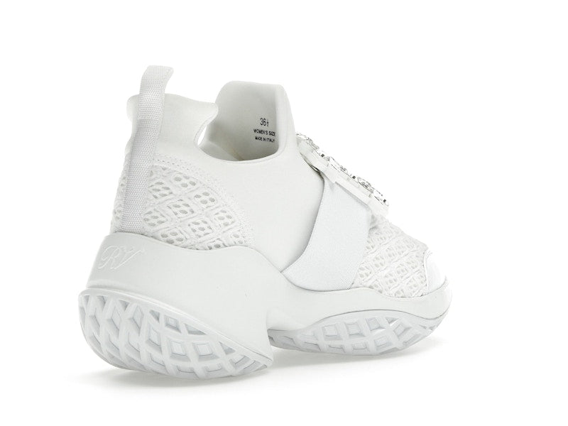 Roger Vivier Viv' Run Fabric White Crystal Buckle (Women's)
