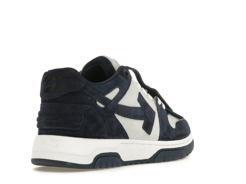 OFF-WHITE Out Of Office OOO Low Tops White Navy Blue Suede