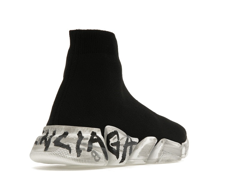 Balenciaga Speed 2.0 Graffiti Recycled Knit Black White