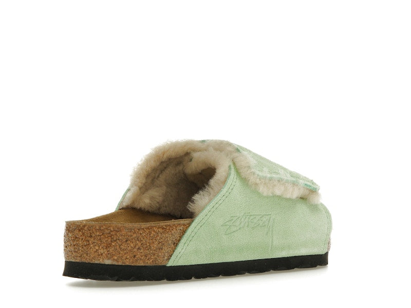 Birkenstock Solana Shearling Slide Stussy Washed Green