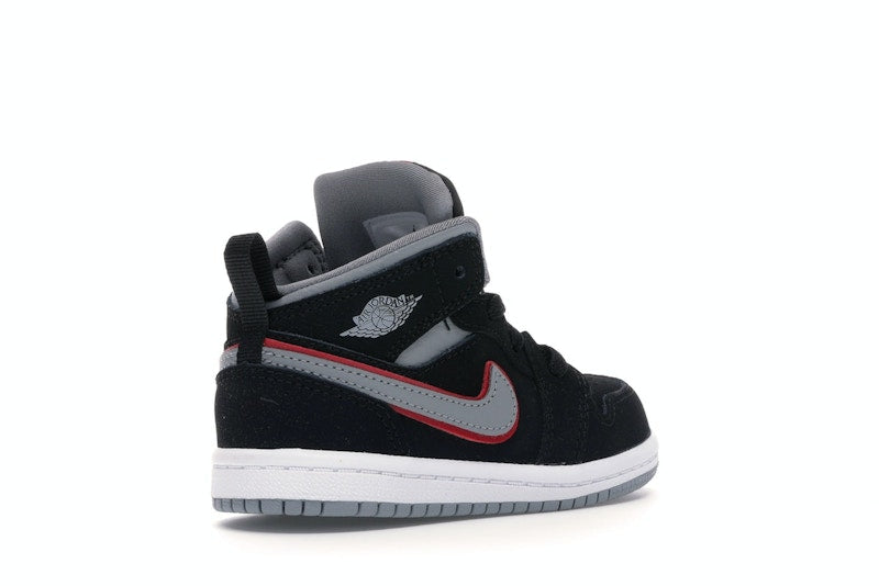 Jordan 1 Mid Black Particle Grey Gym Red (TD)