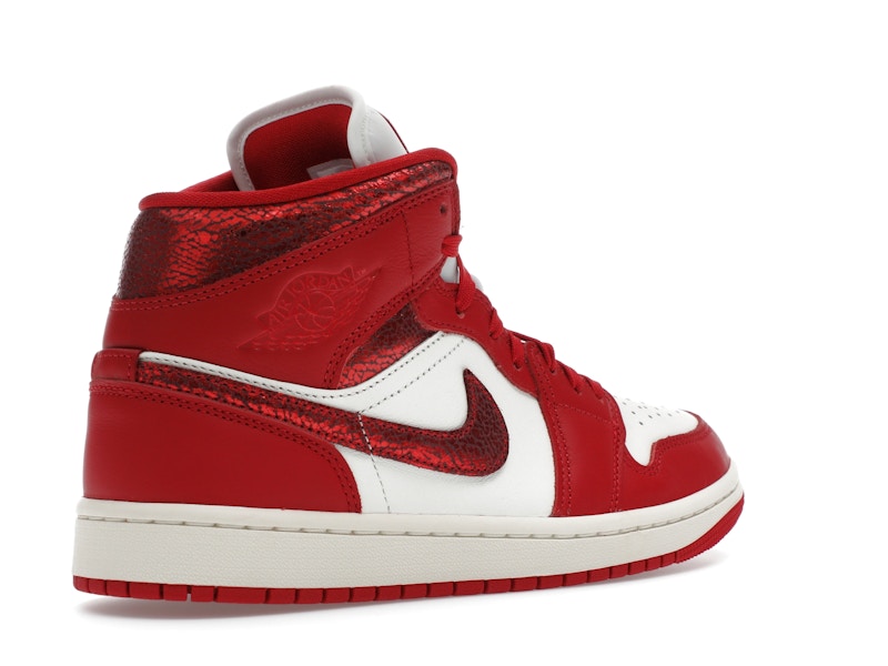 Jordan 1 Mid SE Red Cracked Leather (Women's)