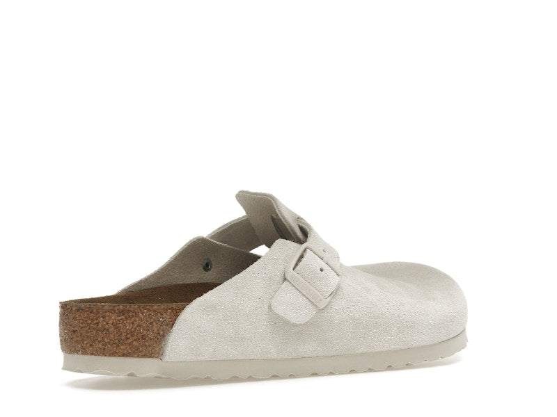 Birkenstock Boston Soft Footbed Suede Antique White