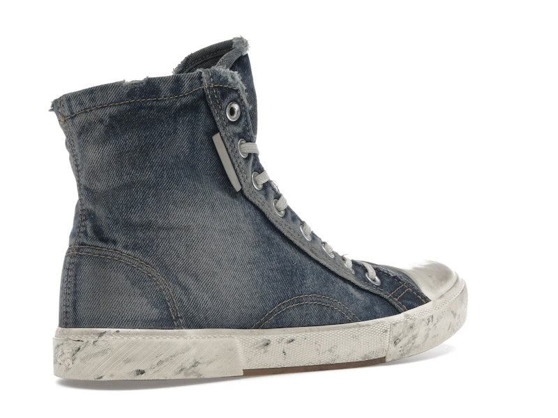 Balenciaga Paris High Top Blue Destroyed Denim