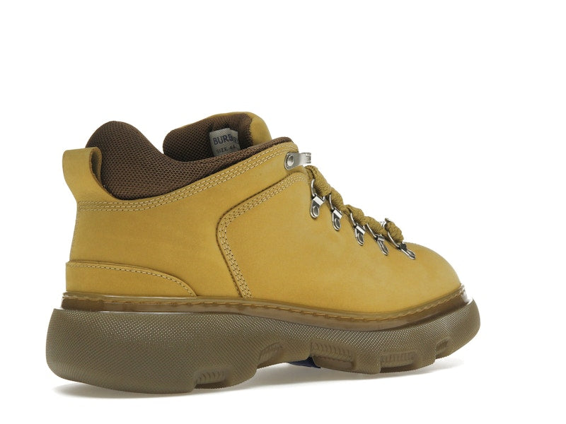 Burberry Lace Up Leather Ankle Boot Mustard Yellow