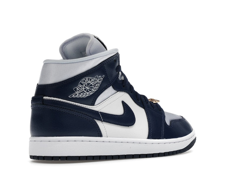 Jordan 1 Mid Football Grey White Midnight Navy (Women's)