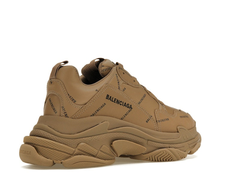 Balenciaga All Over Logo Triple S Beige
