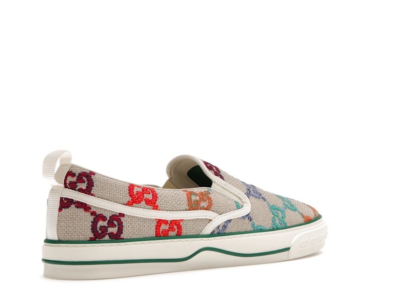 Gucci Tennis 1977 Slip On GG Logo White Multi