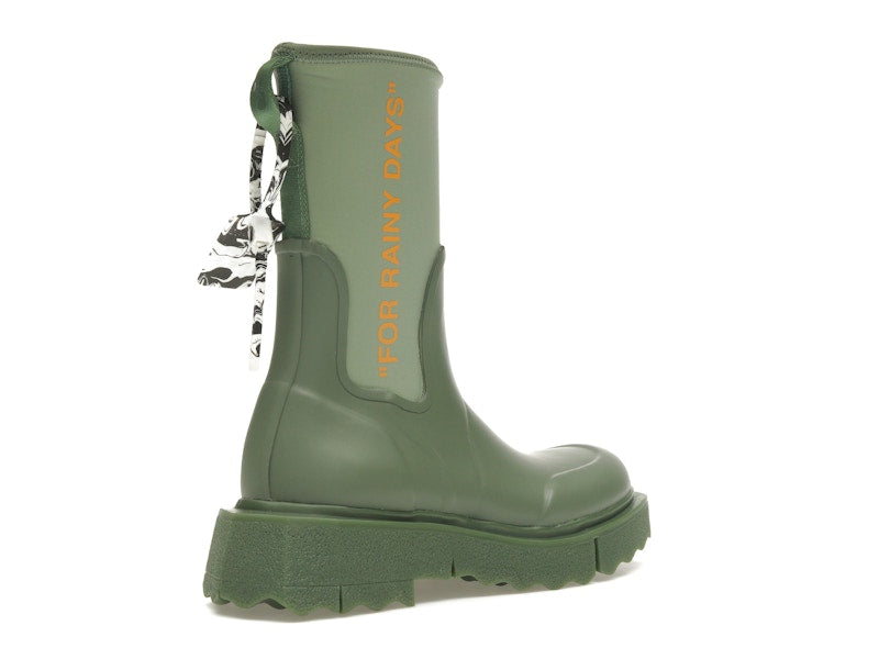 OFF-WHITE Zip-tie Rain Boots Green (Women's)