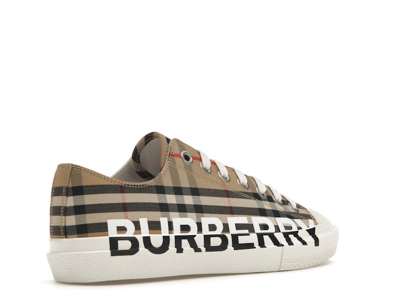 Burberry Logo Print Vintage Check Cotton Sneakers Archive Beige (Women's)