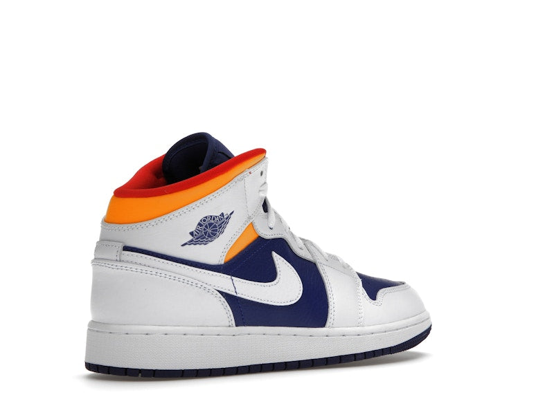 Jordan 1 Mid White Laser Orange Deep Royal Blue (GS)