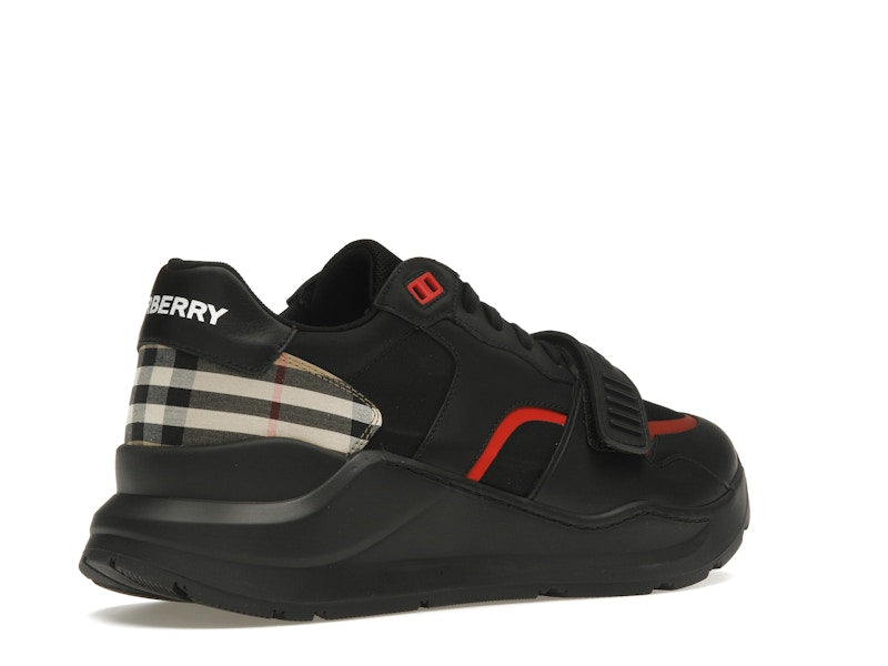 Burberry Check Suede Leather Sneakers Vintage Check-print Black