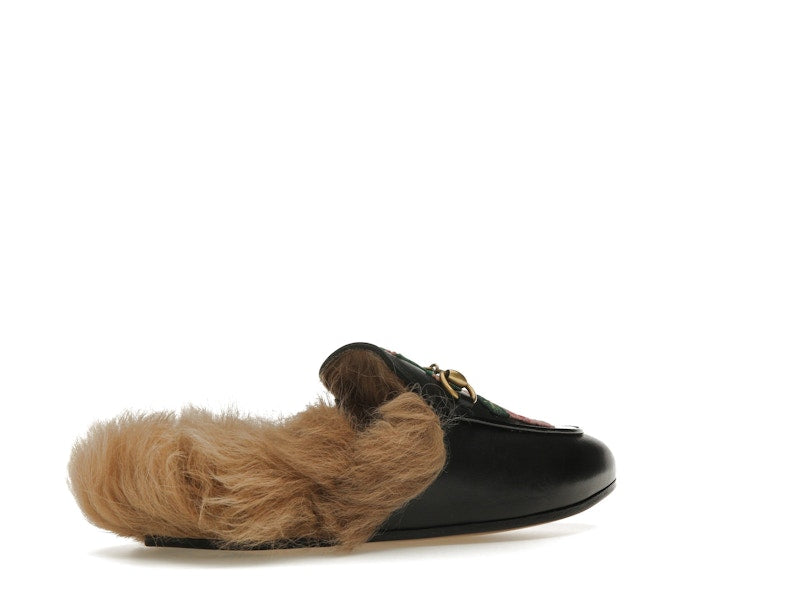 Gucci Floral Embroidered Princetown Mules Black (Women's)