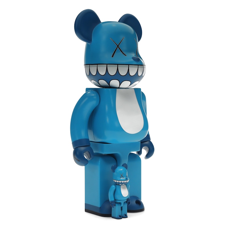 Bearbrick x a-nation KAWS Chompers 100% & 400% Set Blue