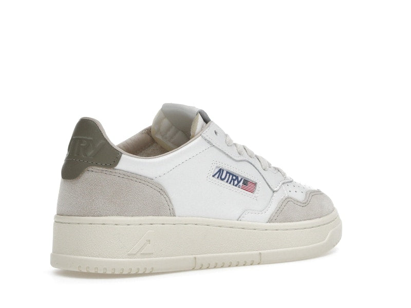 Autry Medalist Leather Low White Covert Green Beige (Women's)