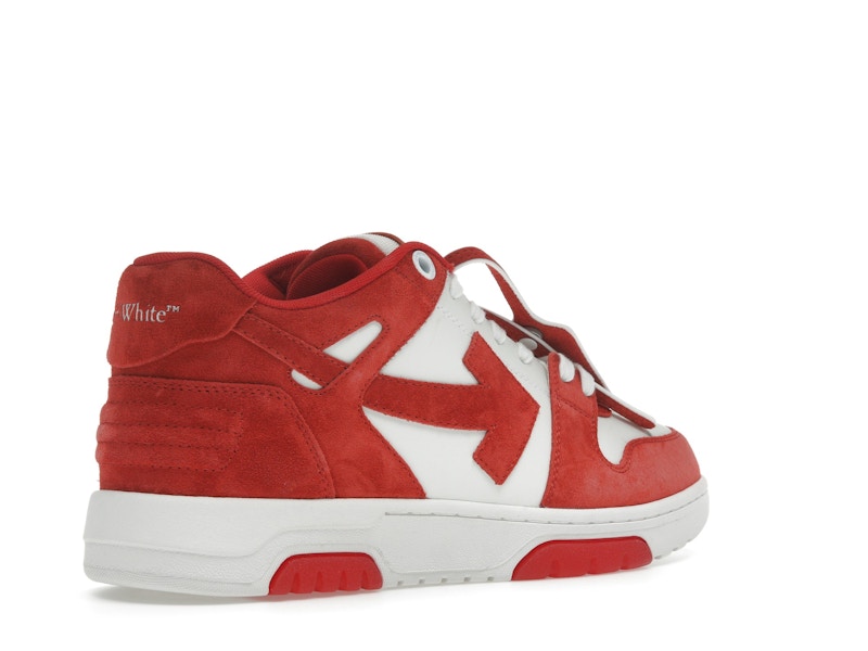 OFF-WHITE Out Of Office "OOO" Low Tops Brick Red White Suede