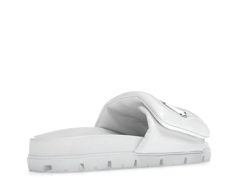 Prada Soft Padded 20mm Slide Sandal White Nappa Leather