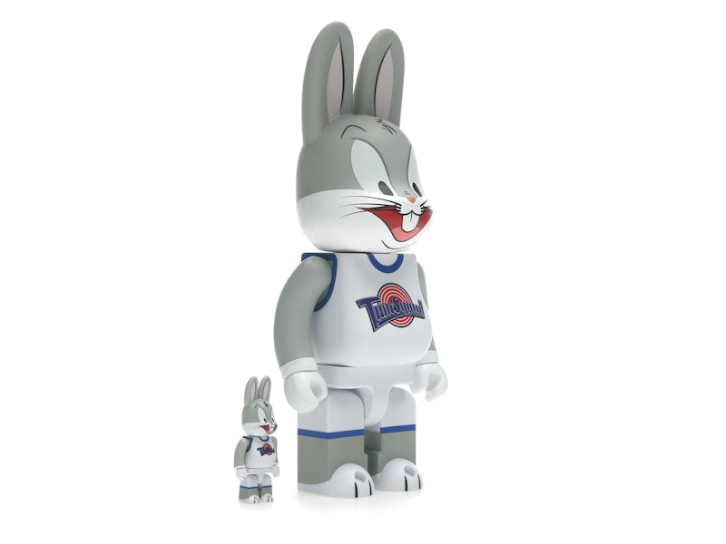 Bearbrick x Space Jam Rabbrick Bugs Bunny 100% & 400% Set Grey
