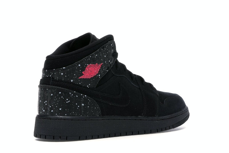 Jordan 1 Mid Black Rush Pink White Splatter (GS)