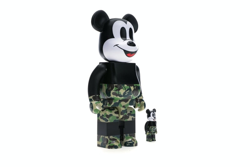 Bearbrick BAPE Mickey Mouse 100% & 400% Set Black/Green Camo