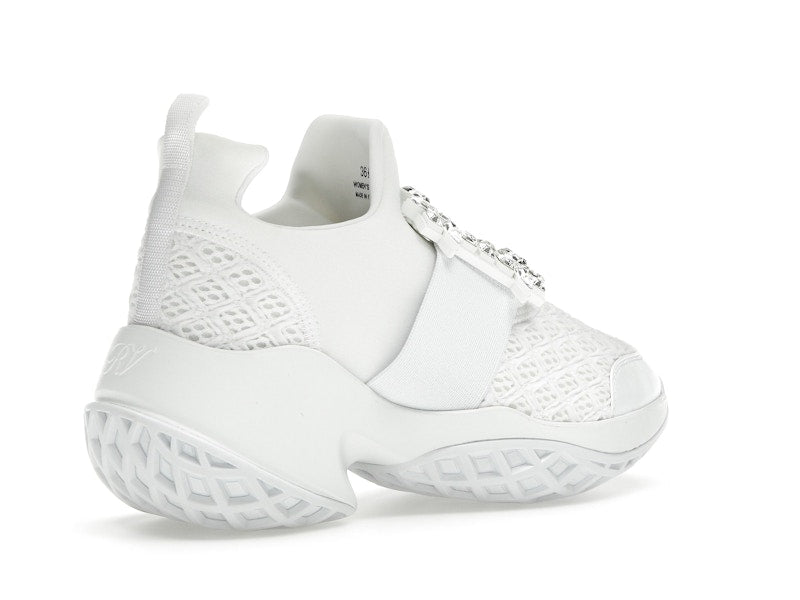 Roger Vivier Viv' Run Fabric White Crystal Buckle (Women's)
