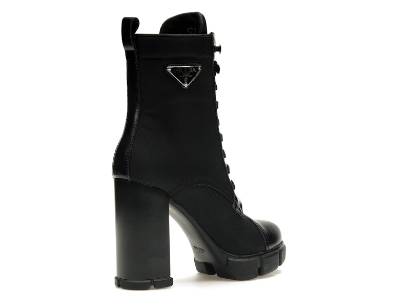 Prada 110 mm Nylon Booties Black Brushed Leather