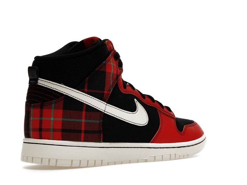 Nike Dunk High SE Tartan Plaid Black University Red