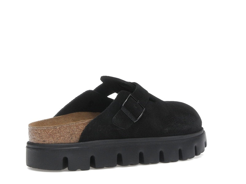 Birkenstock Boston Chunky Suede Black Black Sole (Narrow) (Women's)