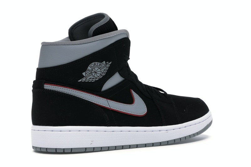 Jordan 1 Mid Black Particle Grey Gym Red