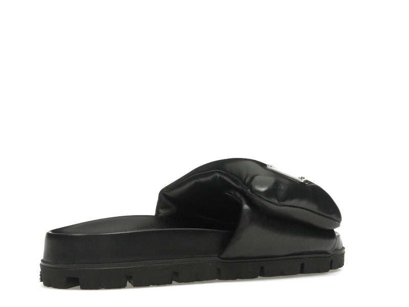 Prada Soft Padded 20mm Slide Sandal Black Nappa Leather
