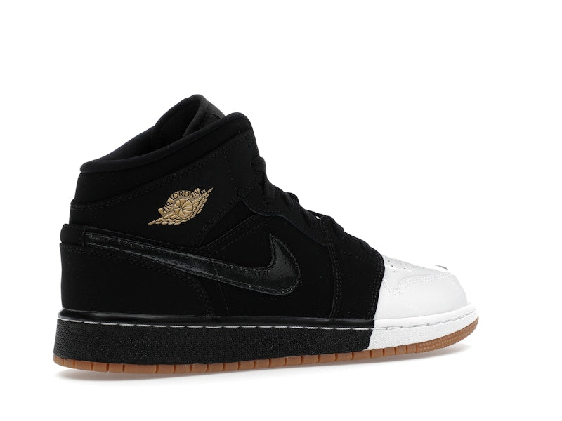 Jordan 1 Mid Black White Gold (GS)