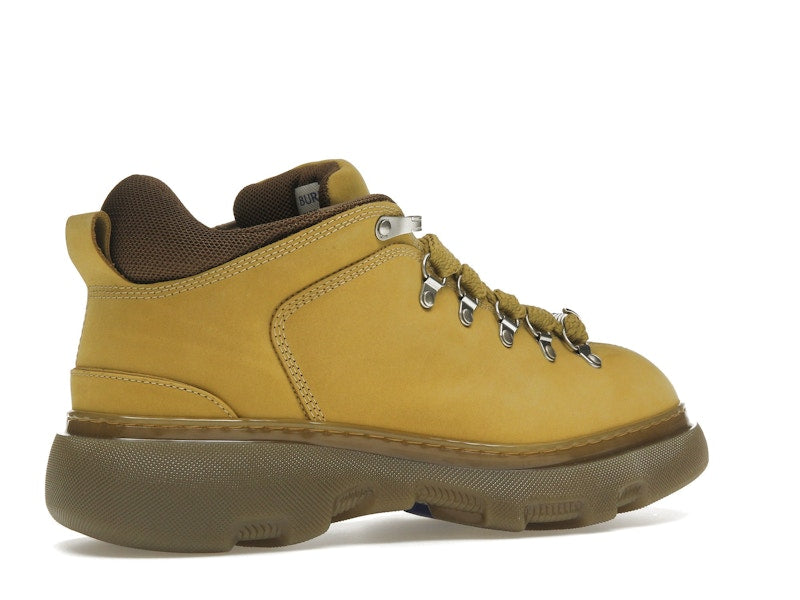Burberry Lace Up Leather Ankle Boot Mustard Yellow