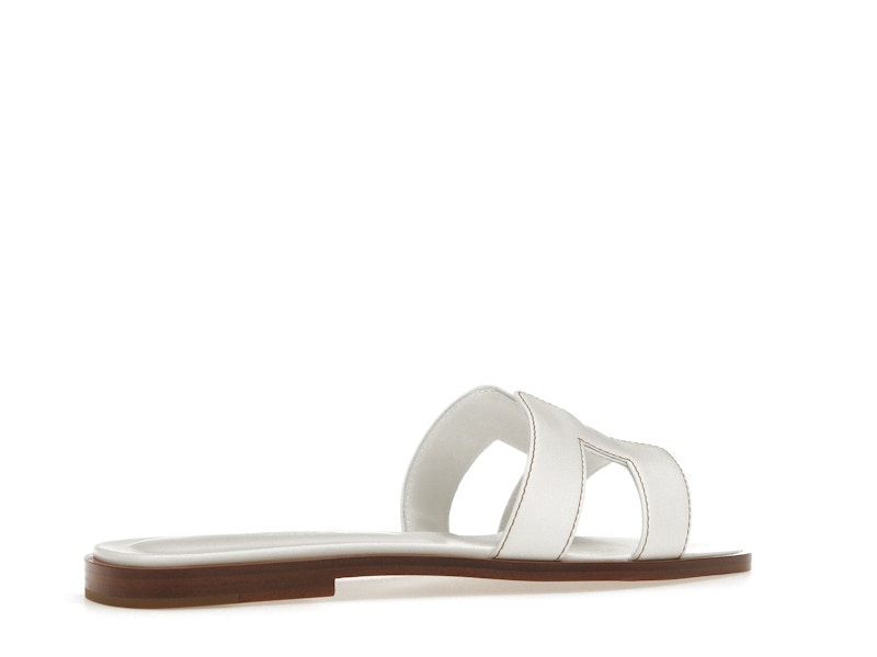 Hermes Oran Sandal Blanc Box Calfskin Leather