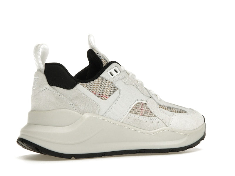 Burberry Logo Print Leather, Suede and Check Mesh Sneakers Archive Beige White (Women's)