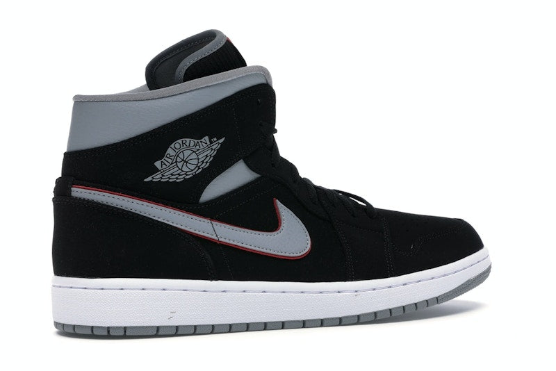 Jordan 1 Mid Black Particle Grey Gym Red