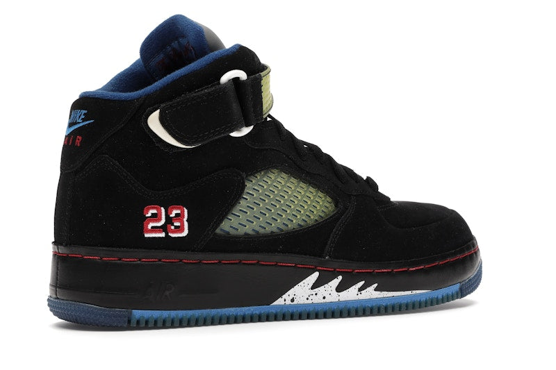 Jordan AJF 5 Black Blue Ribbon Varsity Red
