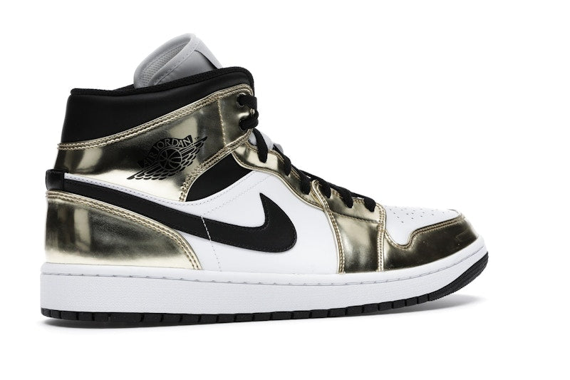Jordan 1 Mid Metallic Gold Black White