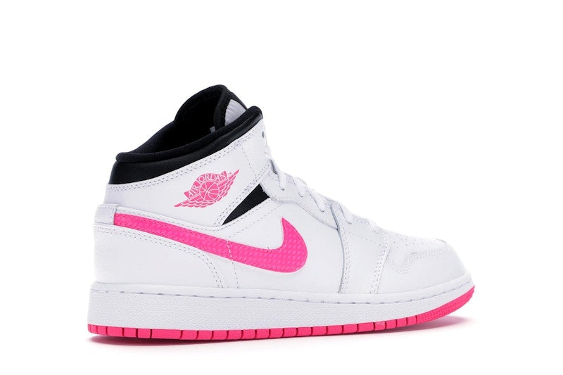 Jordan 1 Mid White Black Hyper Pink (GS)