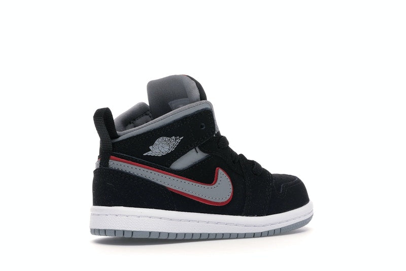Jordan 1 Mid Black Particle Grey Gym Red (TD)