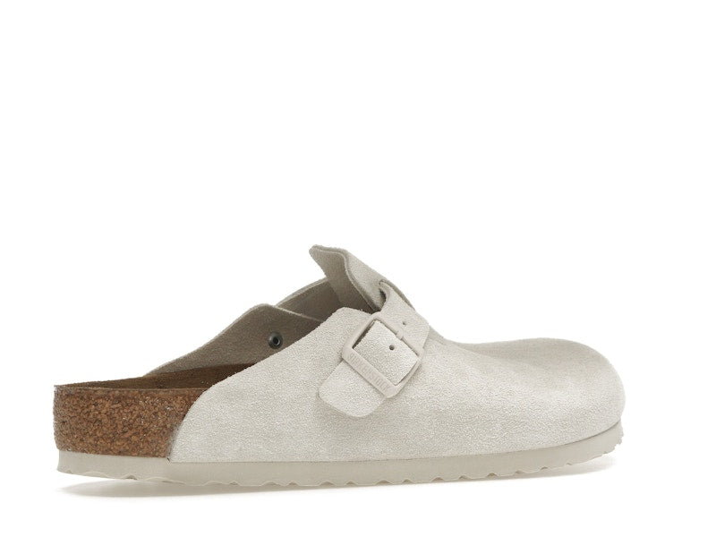 Birkenstock Boston Soft Footbed Suede Antique White