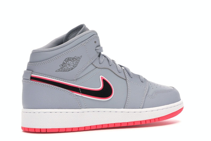 Jordan 1 Mid Wolf Grey Racer Pink Black (GS)